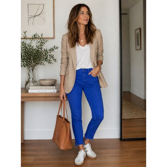 MOTHER Denim - Mother The Stunner Ankle Fray Jeans Button Fly 26 Blue Raw Hem High Rise USA